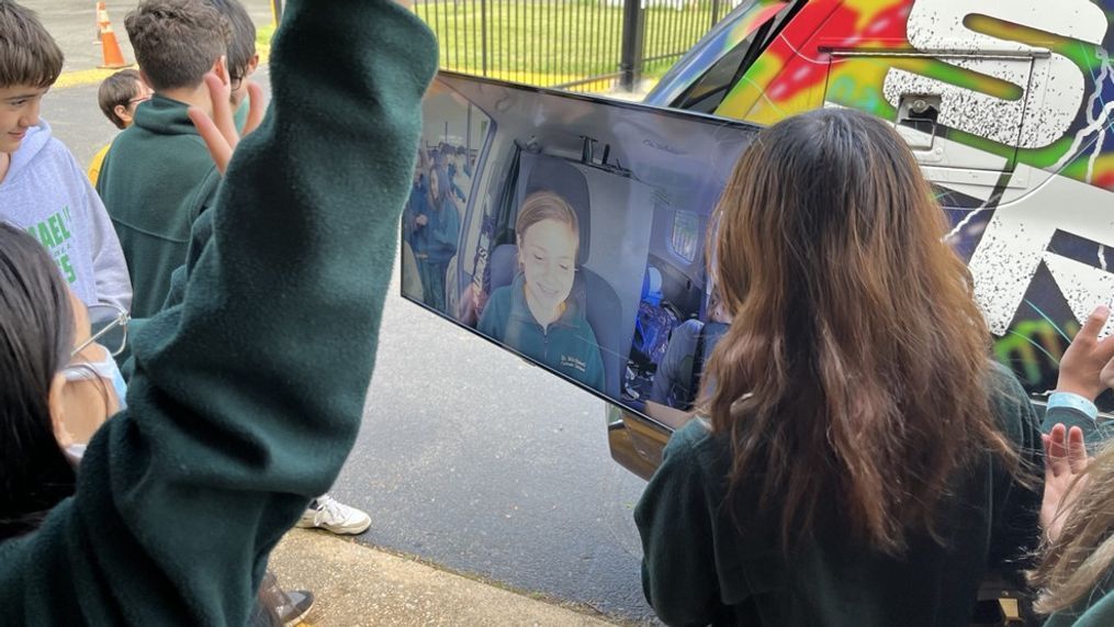 Saint Michael's students check out the StormTracker
